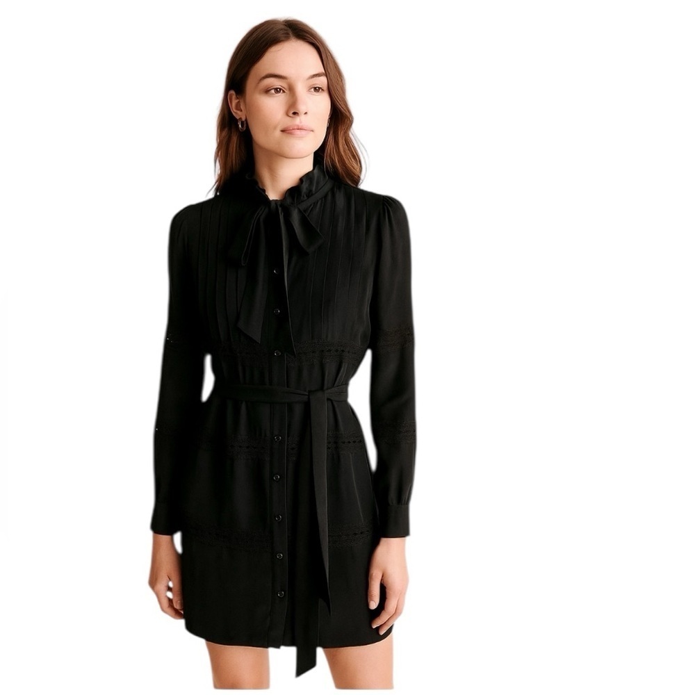 Sézane - 100% Silk Lace Detail Button Front Dress Size 34 (US 2)